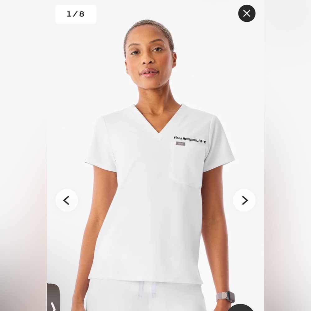 Figs Optic White Catarina Scrub Top XS
